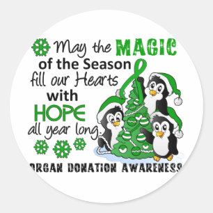 Christmas Penguins Organ Donation Classic Round Sticker