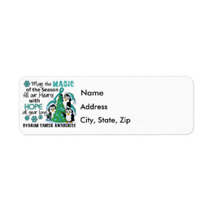 Christmas Penguins Ovarian Cancer Return Address Label