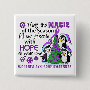 Christmas Penguins Sjogren's Syndrome 15 Cm Square Badge