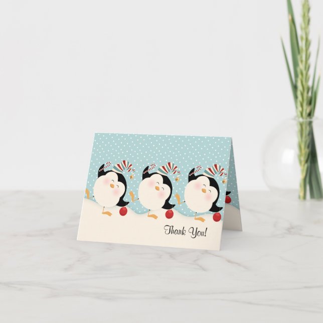 Christmas Penguins Thank You Notes (Front)