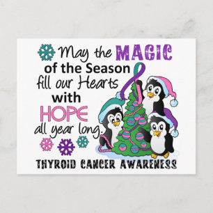 Christmas Penguins Thyroid Cancer Holiday Postcard