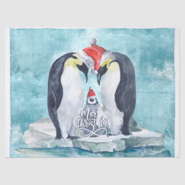 Christmas Penguins Tissue Paper (Front)
