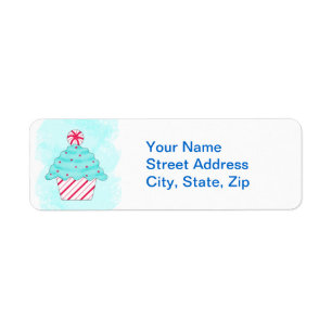 Christmas Pepperment Cupcake Custom Address Sticke Return Address Label