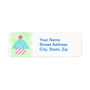 Christmas Pepperment Cupcake Green Custom Address Return Address Label