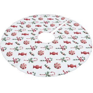 Christmas Peppermint Candies and Candy Canes Brushed Polyester Tree Skirt