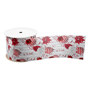 Christmas Peppermint   Candy Cane Ornament Floral Satin Ribbon