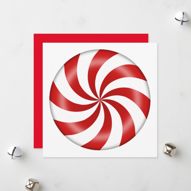 Christmas Peppermint Candy Holiday Card (Front/Back In Situ)