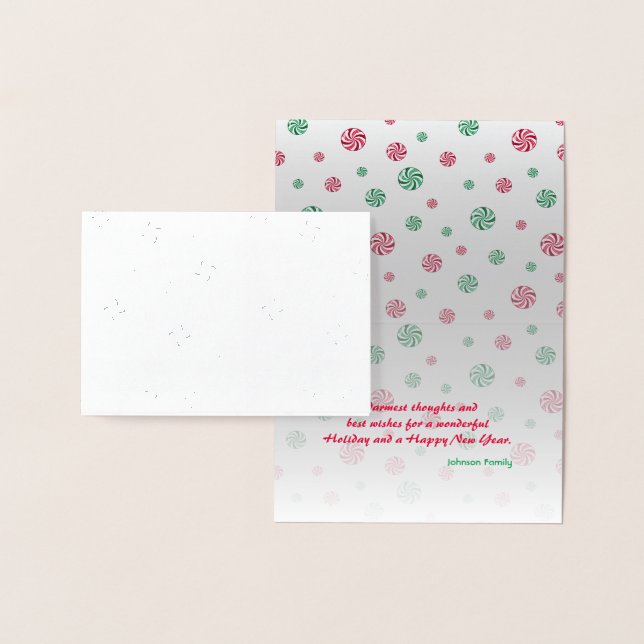 Christmas Peppermint Candy Holiday Greetings Foil Card (Display)