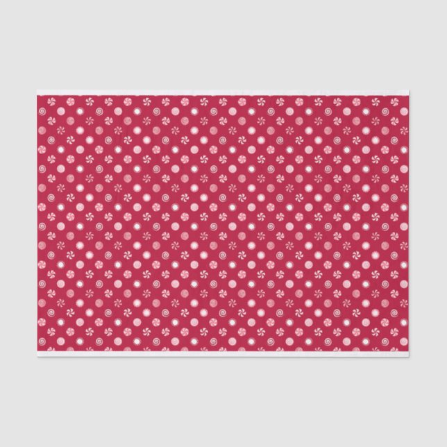 Christmas Peppermint Candy Lollipops Polka Dot Tissue Paper (Front)