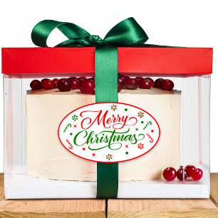 Christmas Peppermint Candy Oval Sticker