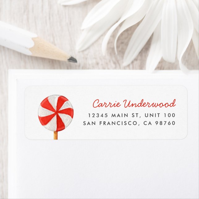 Christmas Peppermint Candy Return Address Label (Insitu)