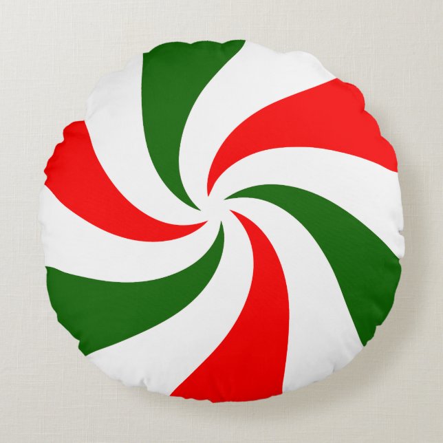 Christmas Peppermint Candy Round Cushion (Front)