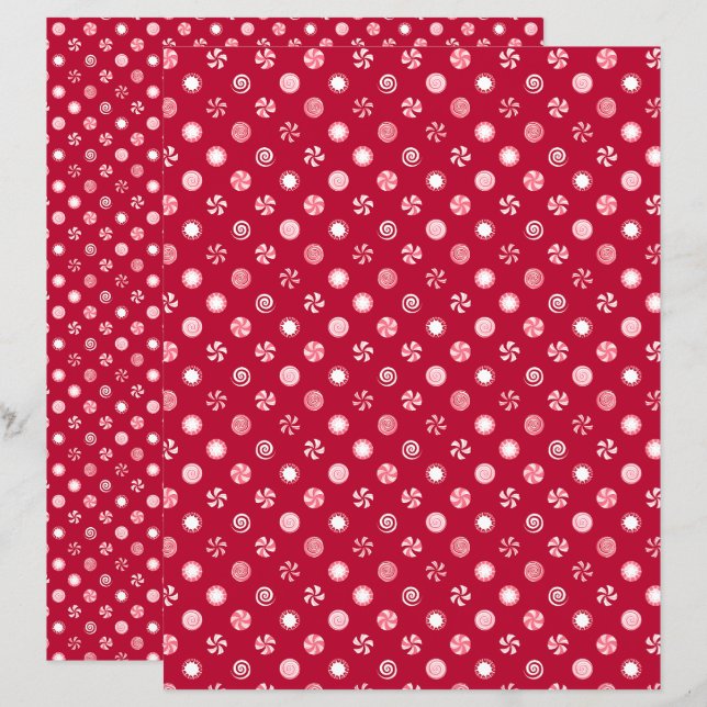 Christmas Peppermint Candy Scrapbook Paper (Front/Back)
