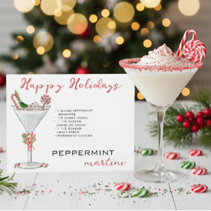 Christmas Peppermint Martini Cocktail Recipe Postcard