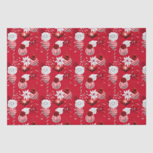 Christmas Peppermint Ornament Floral Ribbon Tissue Paper