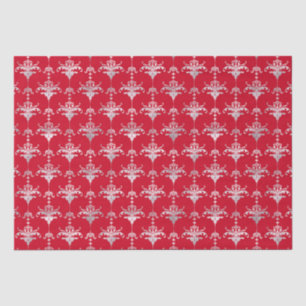 Christmas Peppermint Red Damask Holiday Pattern Tissue Paper