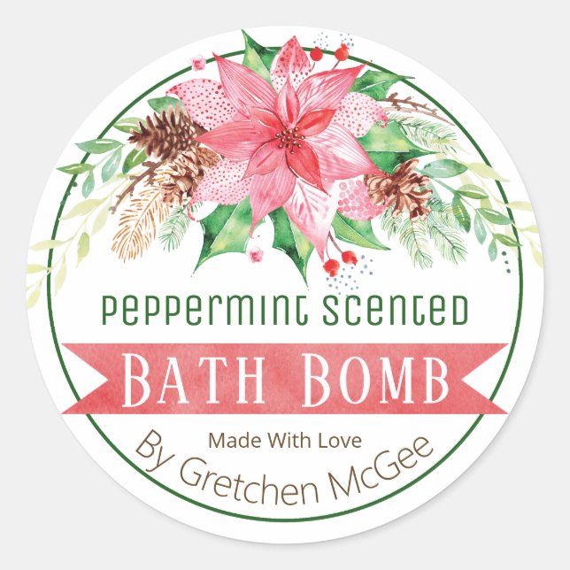 Christmas Peppermint Scented Bath Bomb Labels (Front)