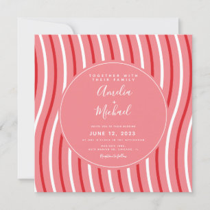 Christmas Peppermint Stripes Pink and Red Wedding Invitation