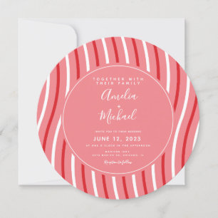 Christmas Peppermint Stripes Pink Red Wedding Invitation