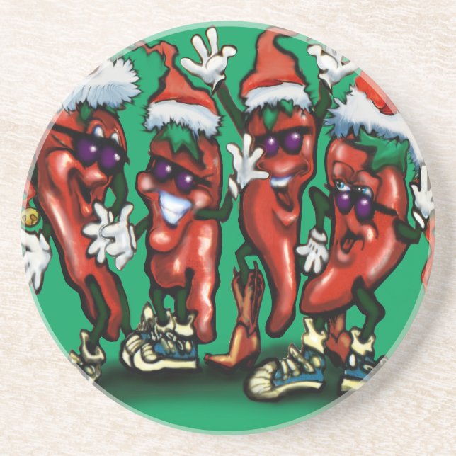 Christmas Peppers Coaster (Front)