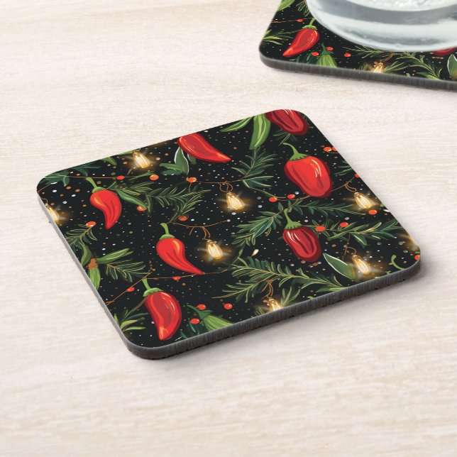 Christmas Peppers Coaster (Left Side)