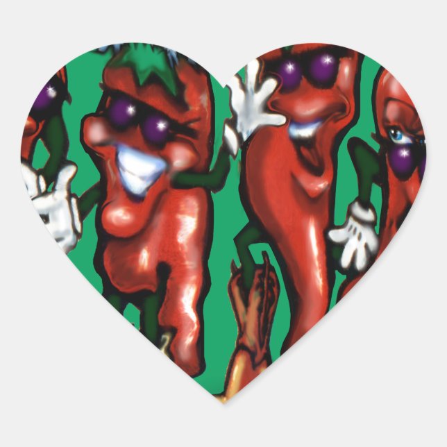 Christmas Peppers Heart Sticker (Front)