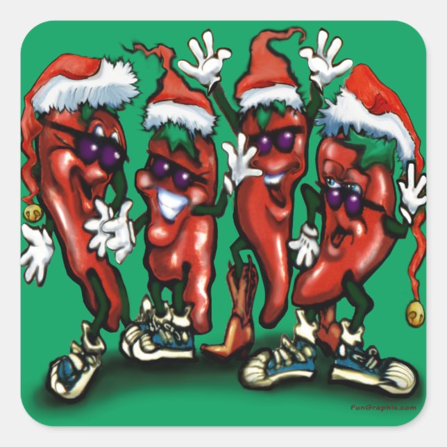 Christmas Peppers Square Sticker (Front)