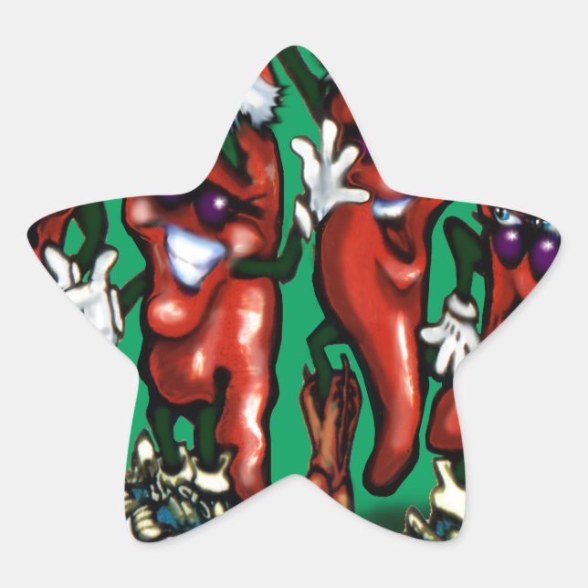 Christmas Peppers Star Sticker (Front)