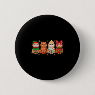Christmas Persian Cat Holiday Lights Gingerbread C 6 Cm Round Badge