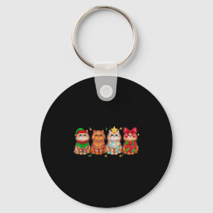 Christmas Persian Cat Holiday Lights Gingerbread C Key Ring