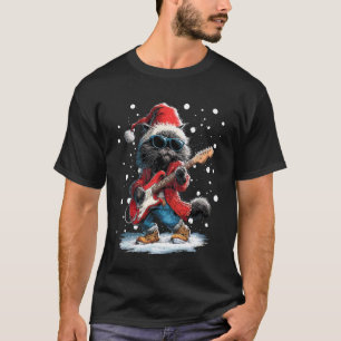 Christmas Persian Cat Playing Guitar Funny Musicia T-Shirt