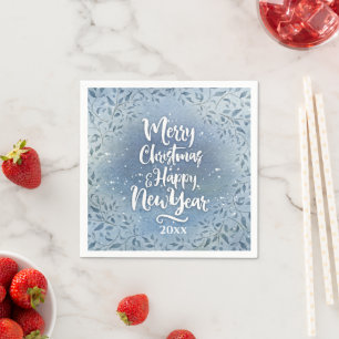 Christmas Personalise Script Year Floral Napkin