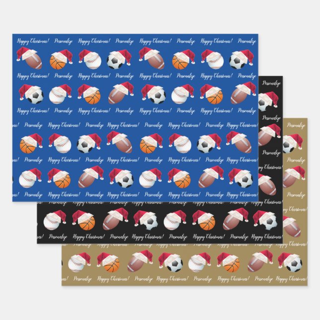 Christmas Personalised Baller Sports Wrapping Pape Paper Sheet (Set)
