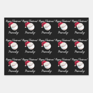 Christmas Personalised Baseball Sports Santa Wrap Wrapping Paper Sheet