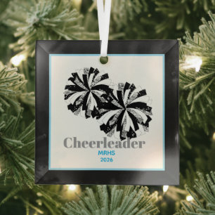 Christmas Personalised Cheer Poms Glass Ornament