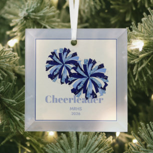 Christmas Personalised Cheer Poms Glass Ornament