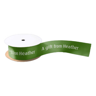 Christmas Personalised Gift Favour Name Green Satin Ribbon