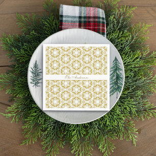 Christmas Personalised Gold Snowflakes Pattern Napkin