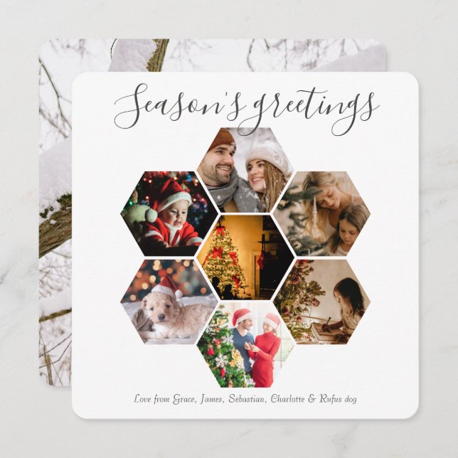 Christmas Personalised Hexagon Photo Holiday Card (Front/Back)