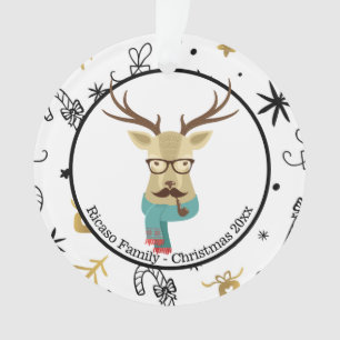 Christmas Personalised Hipster Deer Ornament