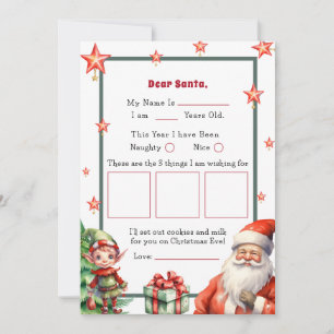 Christmas Personalised letter for Santa and Elf  Invitation