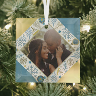 Christmas Personalised Modern Photo Glass Tree Decoration