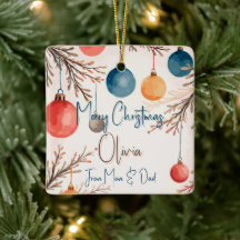 Christmas Personalised Pastel Watercolor Ornament