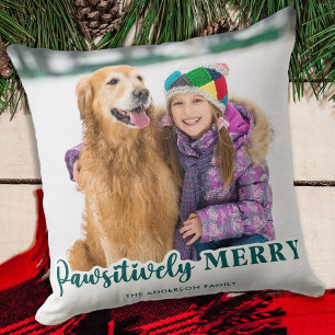 Christmas Personalised Pet Photo Pawsitively Merry Cushion