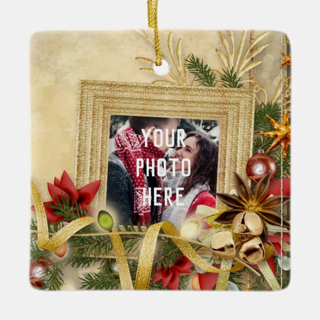 Christmas Personalised Photo Ceramic Ornament (Front)