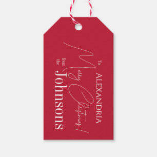 Christmas Personalised Red Family Name Gift Tags