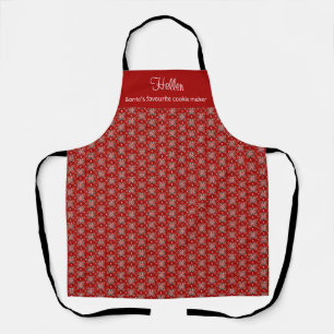 Christmas Personalised Red Nordic Folk Snowflake Apron