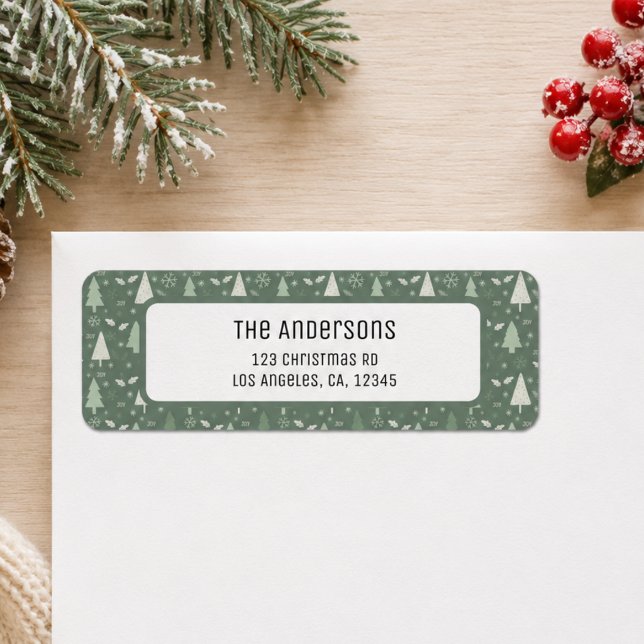 Christmas Personalised Sage Green Return Address Label (Christmas Personalized Sage Green Return Address Label)