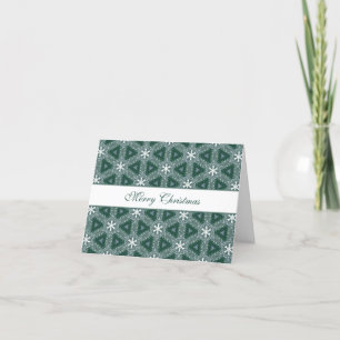 Christmas Personalised Snowflakes Pattern Green Holiday Card
