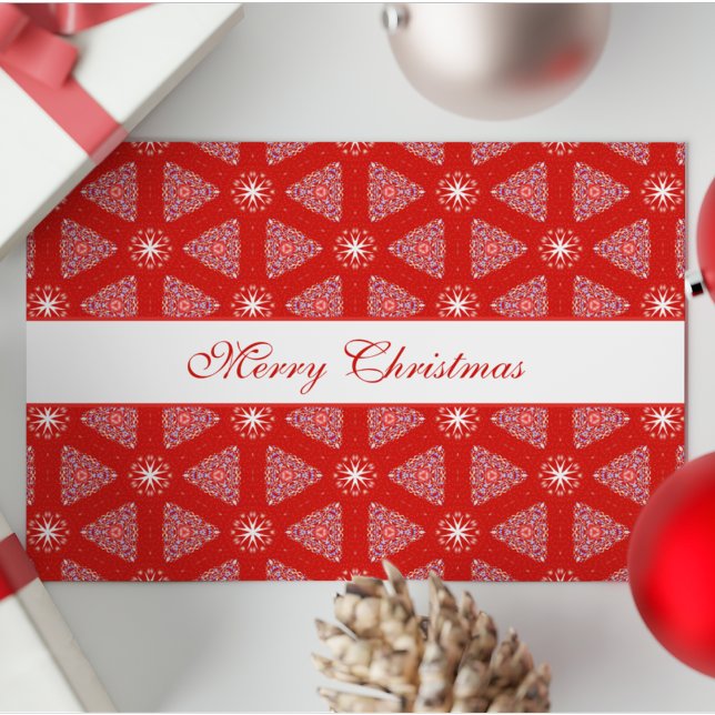 Christmas Personalised Snowflakes Pattern Red Holiday Card (Creator Uploaded)